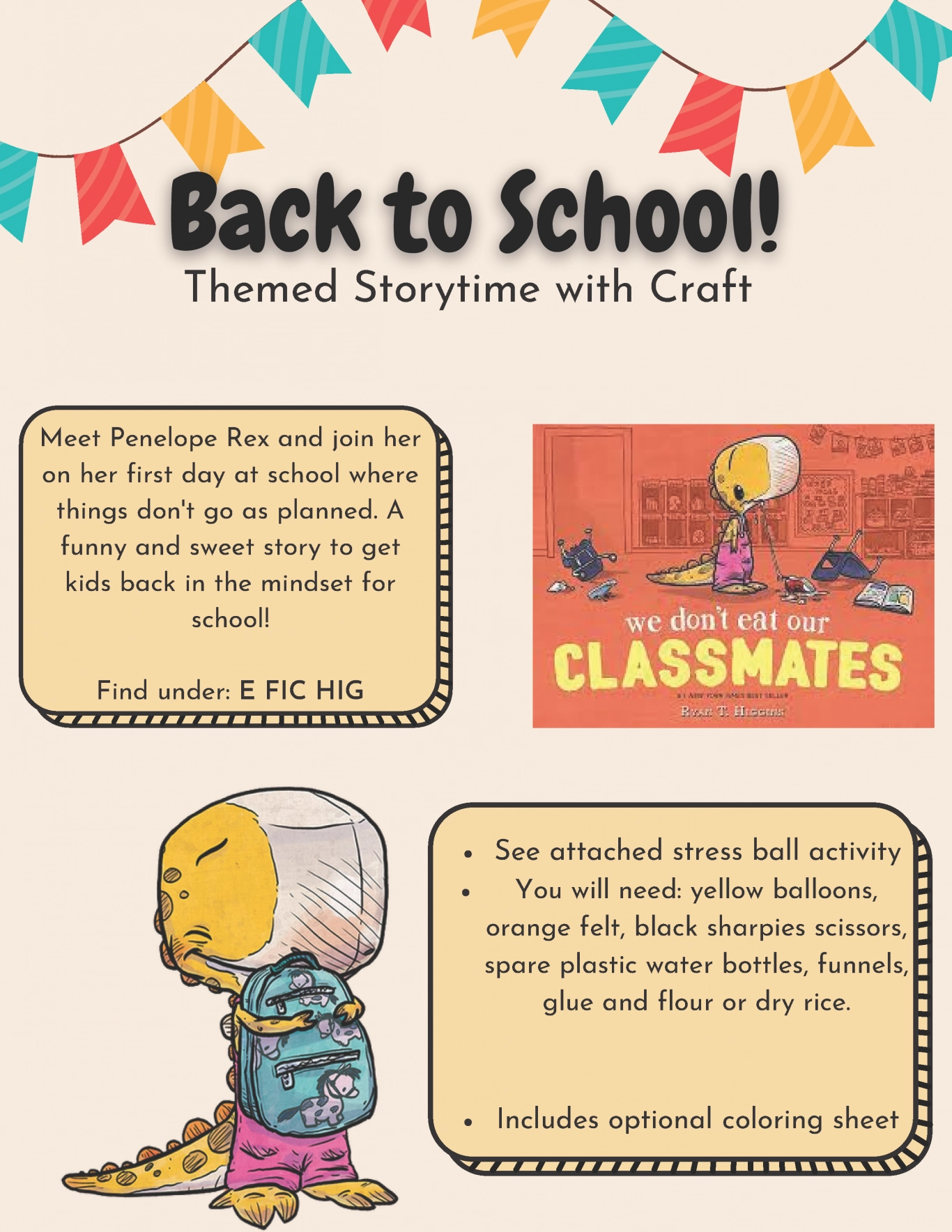 Back to School Storytime Handout - with crafts